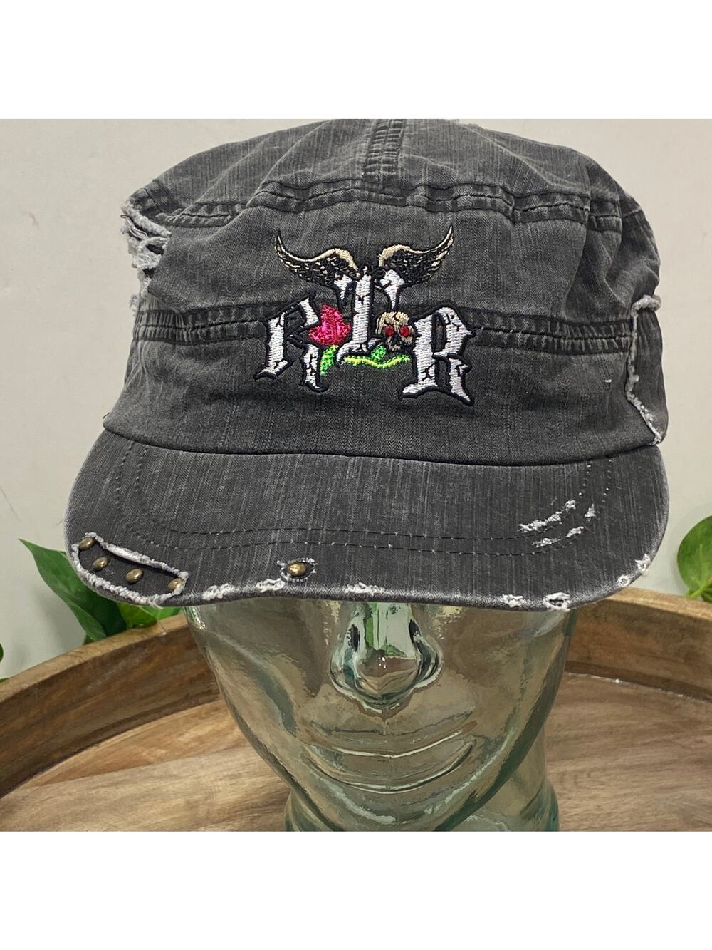 GRAY RTB Real Tough B itch Distressed Cap Hat Biker Babe Motorcycle H008